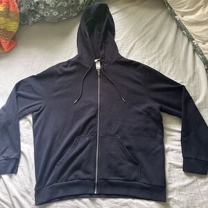 h&m navy blue zip up hoodie
